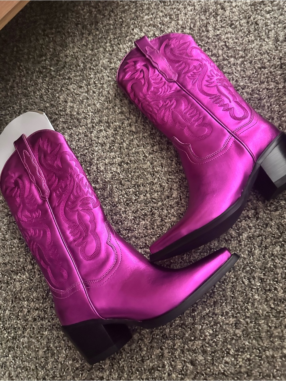 Jeffrey Campbell Metallic Fuchsia Western Cowboy Boots - Picture 2 of 6